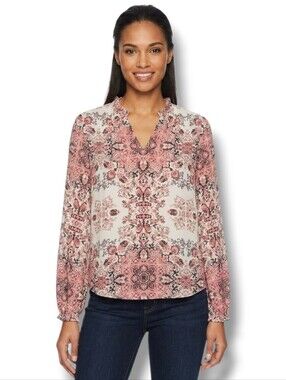 Paraphrase Women’s Pink Multicolor Floral Long Sleeve Blouse – Size Small